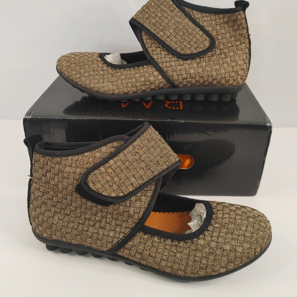 Bernie Mev Vergara Bronze Woven Mary Jane Comfort Shoes EU 37 US 6.5-7